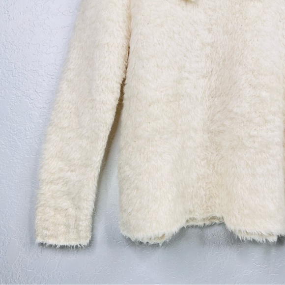 NWT James Perse Crème Fuzzy Wool Blend Sherpa Hooded Hoodie Sweater - Picture 9 of 16